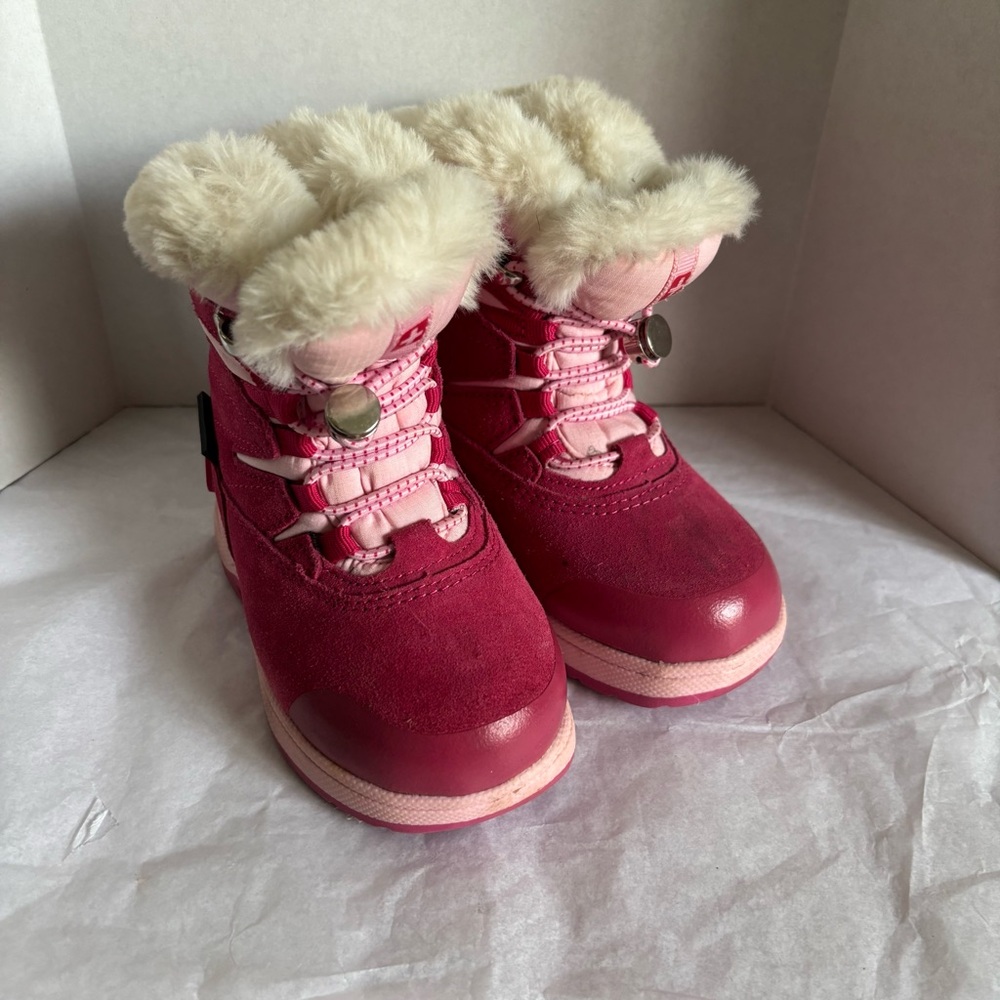 Swiss Tech Girl's Winter Boots Faux Fur Trim Pink Size 7